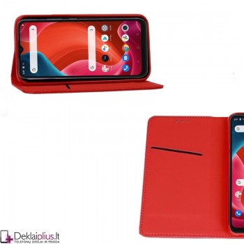 Telone atverčiamas dėklas - raudonas (telefonams Realme C21Y/C25Y)